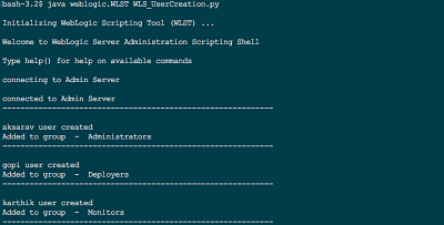 Weblogic User Creation Script WLST