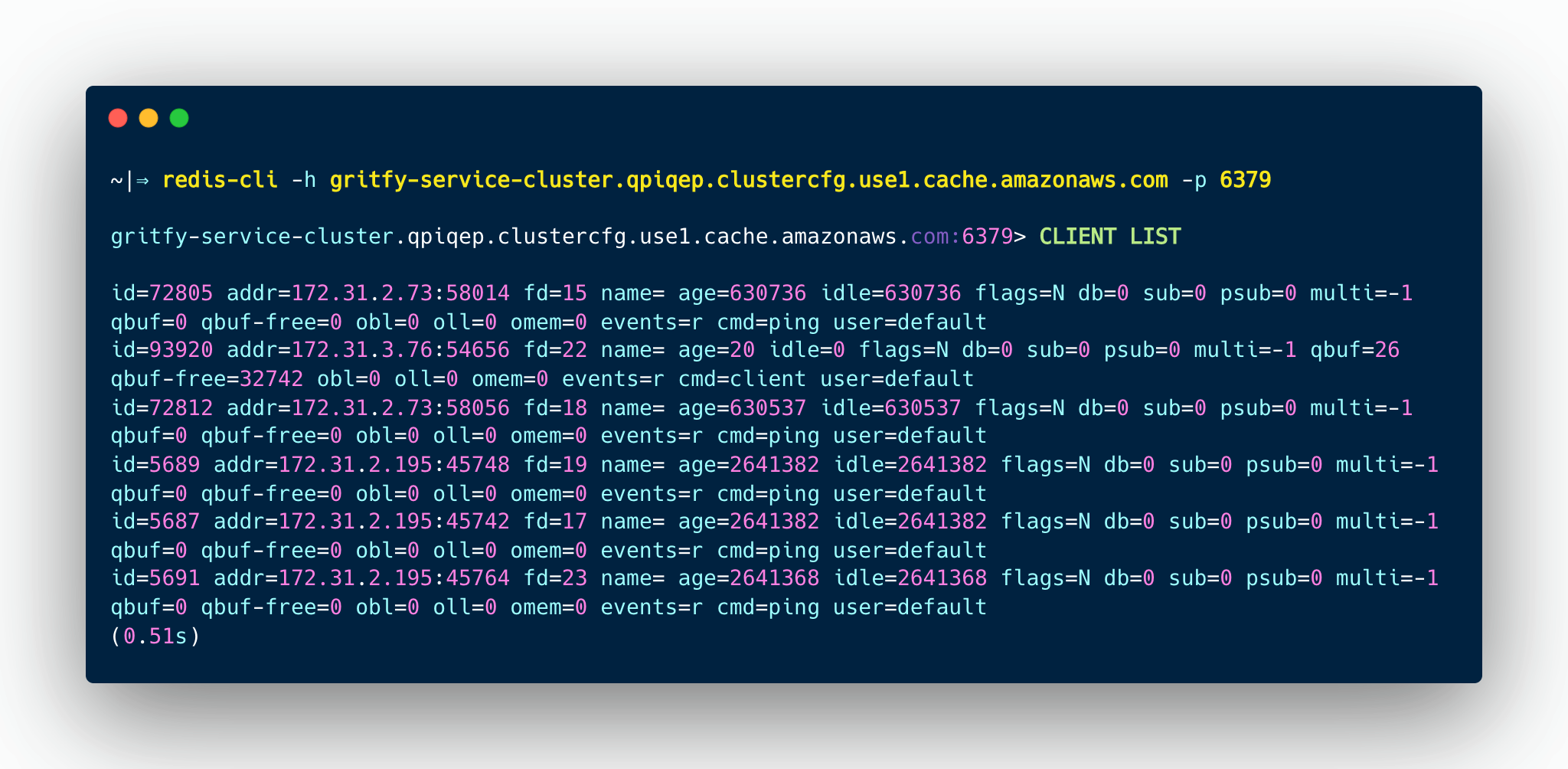 List Elastic Cache Connections Using Redis cli VPC Flow Logs AWS